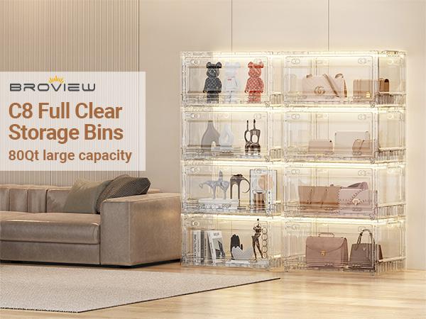 BROVIEW Clear Stackable Storage Bins Drawers, Open Front Large Plastic Storage Bins with Lids, Foldable Closet Organizers and Storage for Wardrobe Cabinets, Pantry, Makeup BROVIEW Clear Stackable Storage Bins Drawers, Open Front Large Plastic Storage Bins with Lids, Foldable Closet Organizers and Storage for Wardrobe Cabinets, Pantry, Makeup