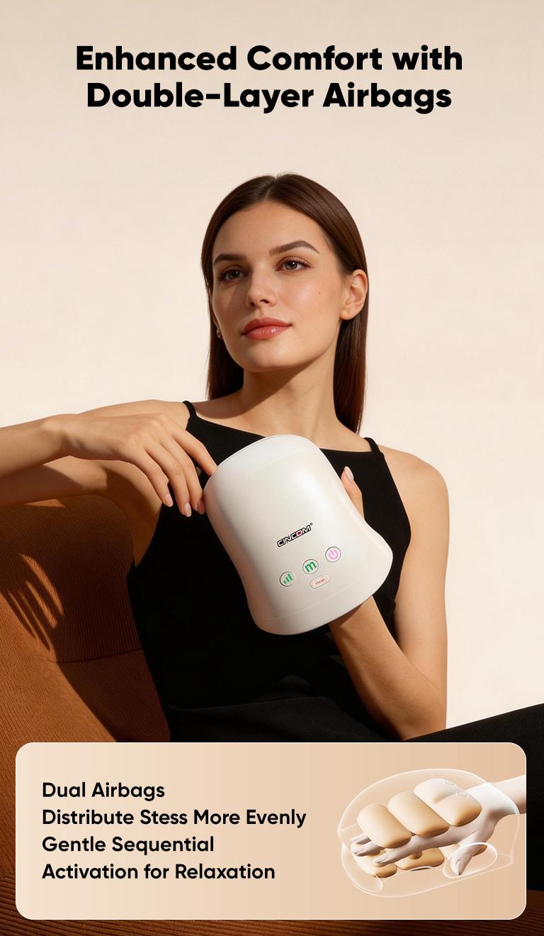 CINCOM Portable Hand Massager, Cordless, Advanced Airwave Technology, Customized Mode & Heating Function, Long-Lasting Battery Life, Auto-Off Feature, Perfect for Daily Relaxation, Comfort, White, Ideal Gift for Christmas & Birthday,dorm essentials,sohoch