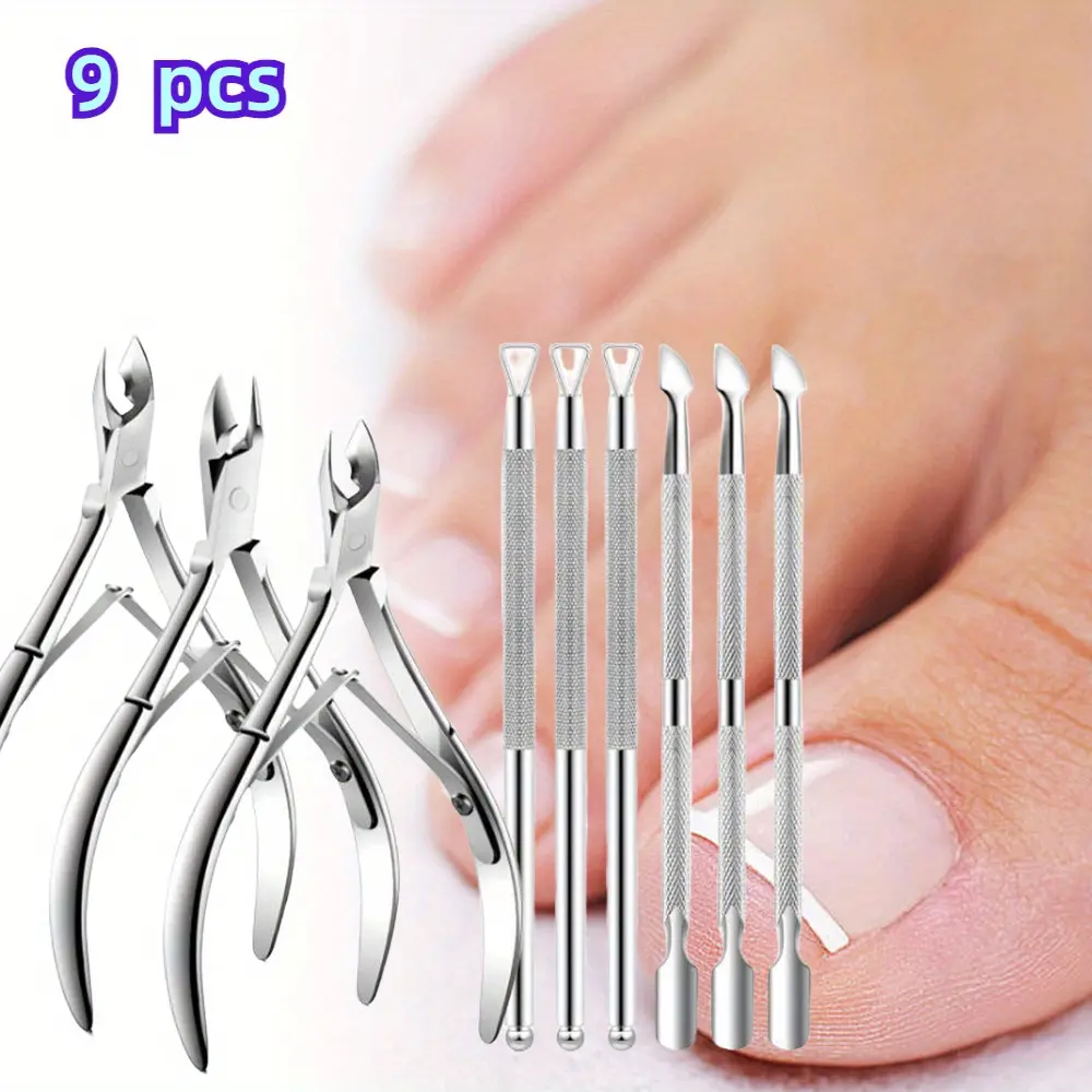 9 Pcs Combo Cuticle Nail Clipper Set, Cuticle Trimmer, Cuticle Pusher, Pedicure Tool, Professional Cuticle Cutter, Easy To Clean and Store, High-quality Material, Durable and Rust-proof callus remover