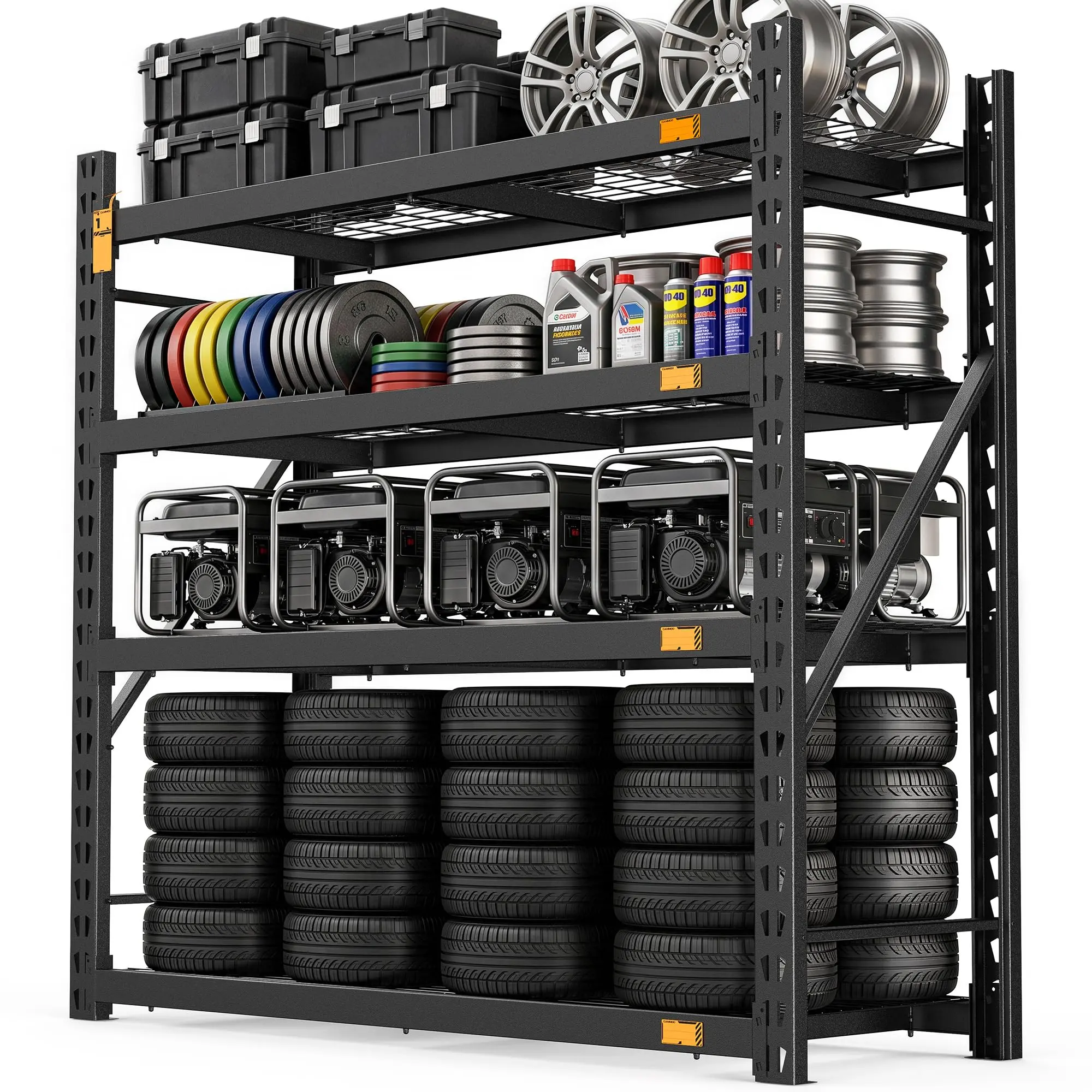 【Back To School】CAMMOO 61''W Storage Shelves, 6000LBS Metal Garage Shelving Unit with Magnetic Label, Upgraded Structure, Solid Steel Industrial Rack, Easy Assembly for Warehouse,Basement, 61''W x 24''D x 72''H campingessentials