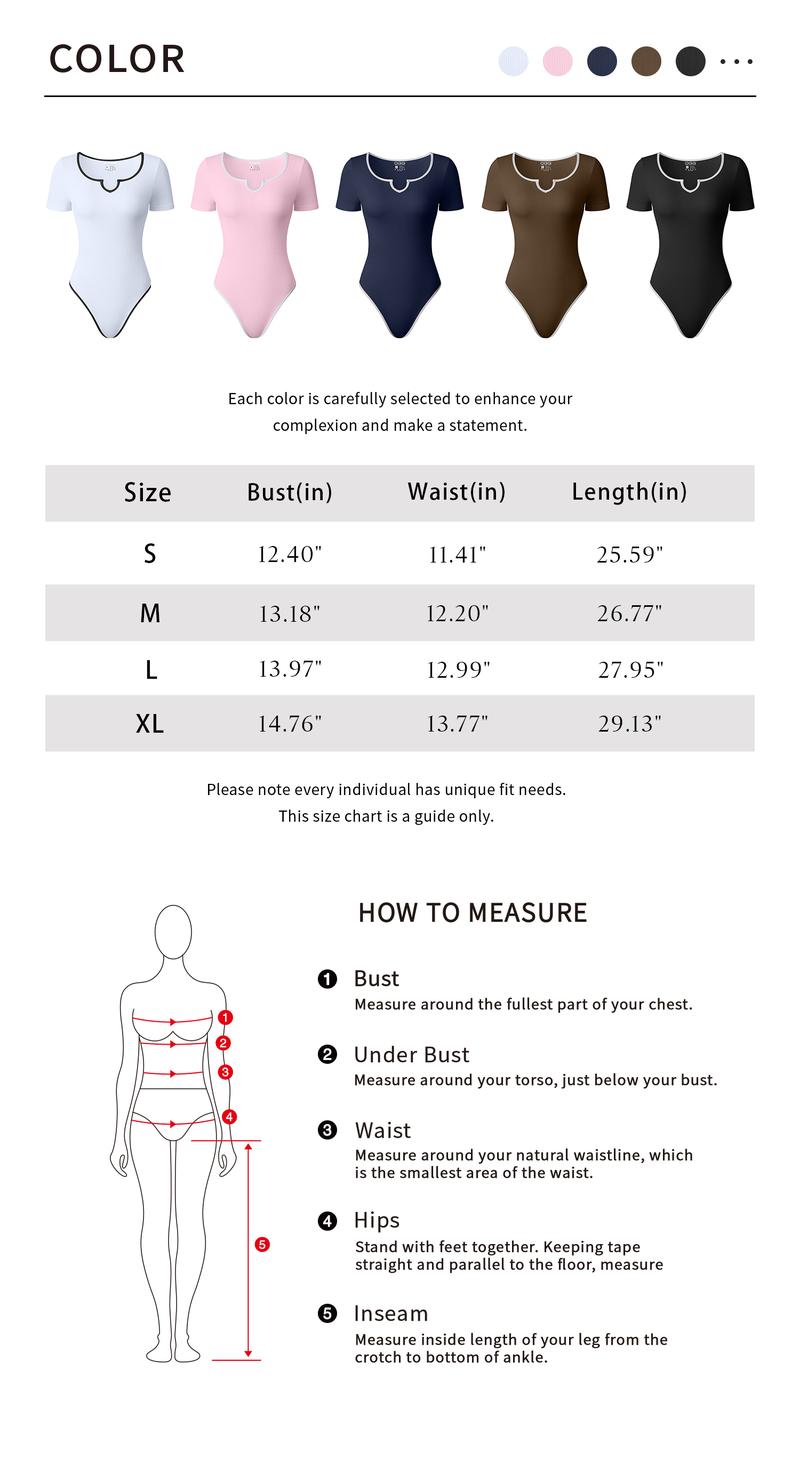 OQQ Womens Bodysuit Women'S Shirt V Neck Ribbed Short Sleeve Tops Bodysuits Streetwear Sexy Bodycon Jumpsuits Shortsleeve