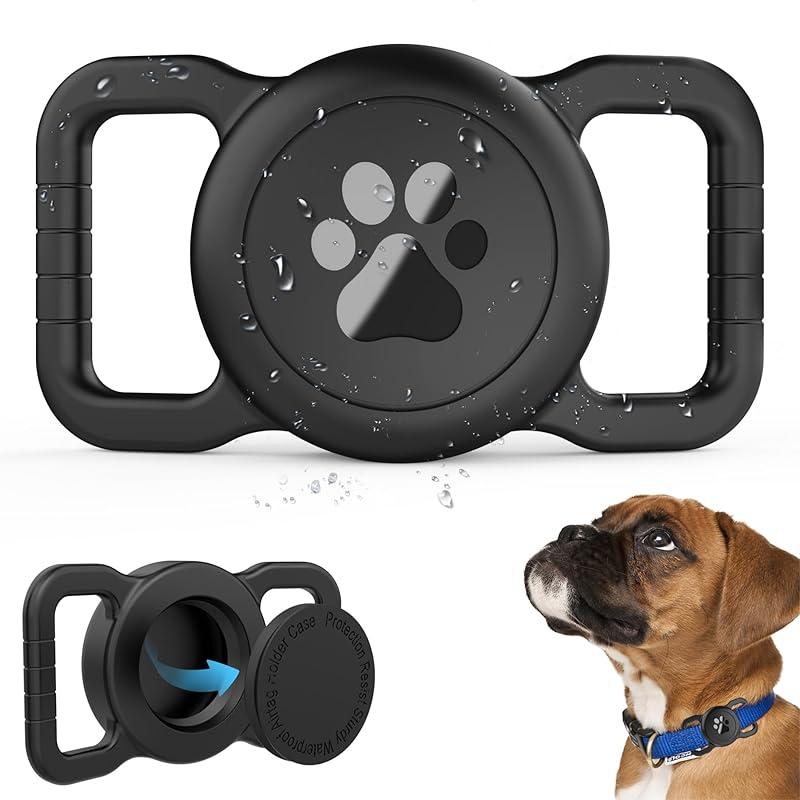 [Spring Deals] Tukio Waterproof Airtag Dog Collar Holder - Silicone Anti-Lost Protective Case for Apple Airtag/GPS Tracker(Find My for ios) Fits All Collar Widths Pet Gear
