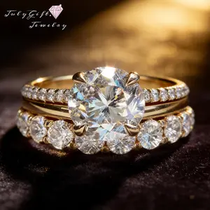 2.5CTTW D Color VVS1 Bridal Ring Set Sparkling Round Cut Engagement Ring for Women | Wedding Promise Anniversary Gift | TikTok Viral Jewelry 2025