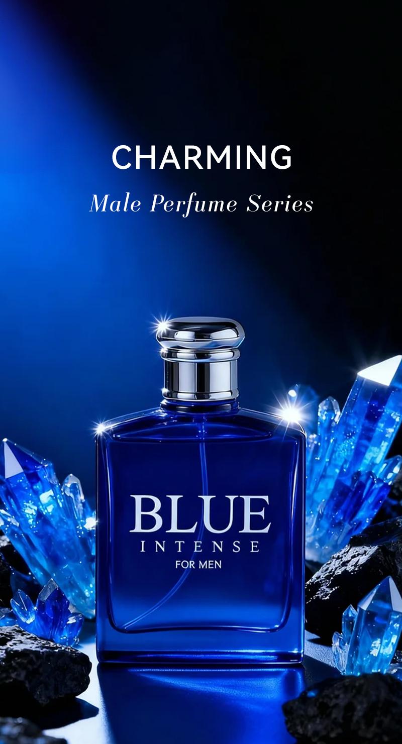 Blue Intense for Men Modern Masculine Eau De Toilette Spray 3.4 Fl Oz Aquatic Fresh Cologne with Citrus Sage Suede Cucumber Muskmelon Tangerine Fragrances Long Lasting