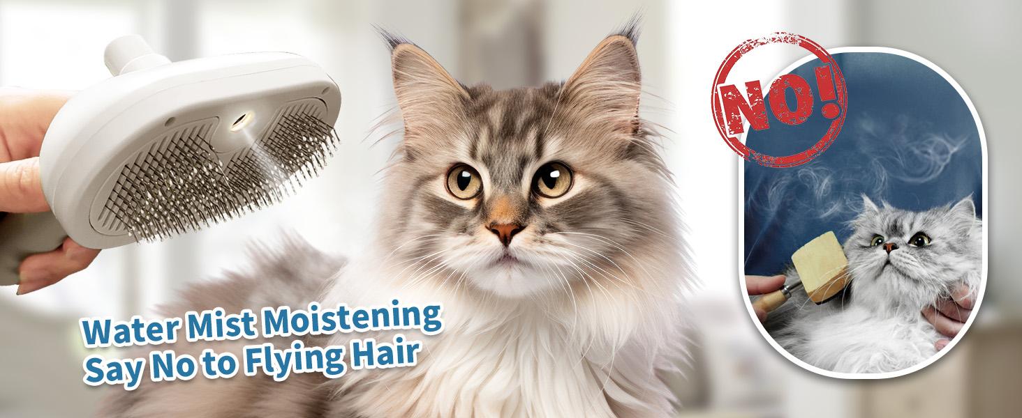 Steam Brush for Pets Long Short Haired, 3-in-1 Spray Dematting Comb with One-Button Clean, Grooming Tool for Small Animals