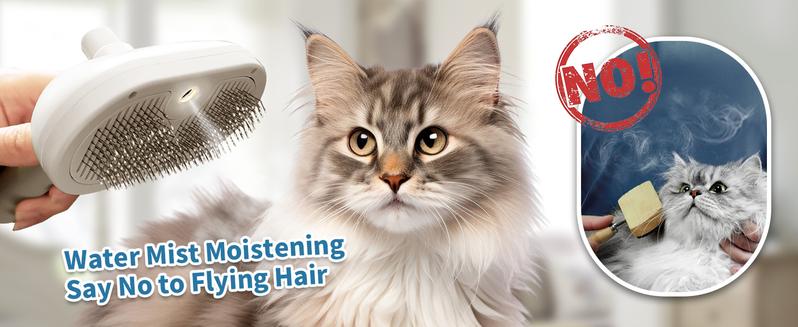 Steam Brush for Pets Long Short Haired, 3-in-1 Spray Dematting Comb with One-Button Clean, Grooming Tool for Small Animals