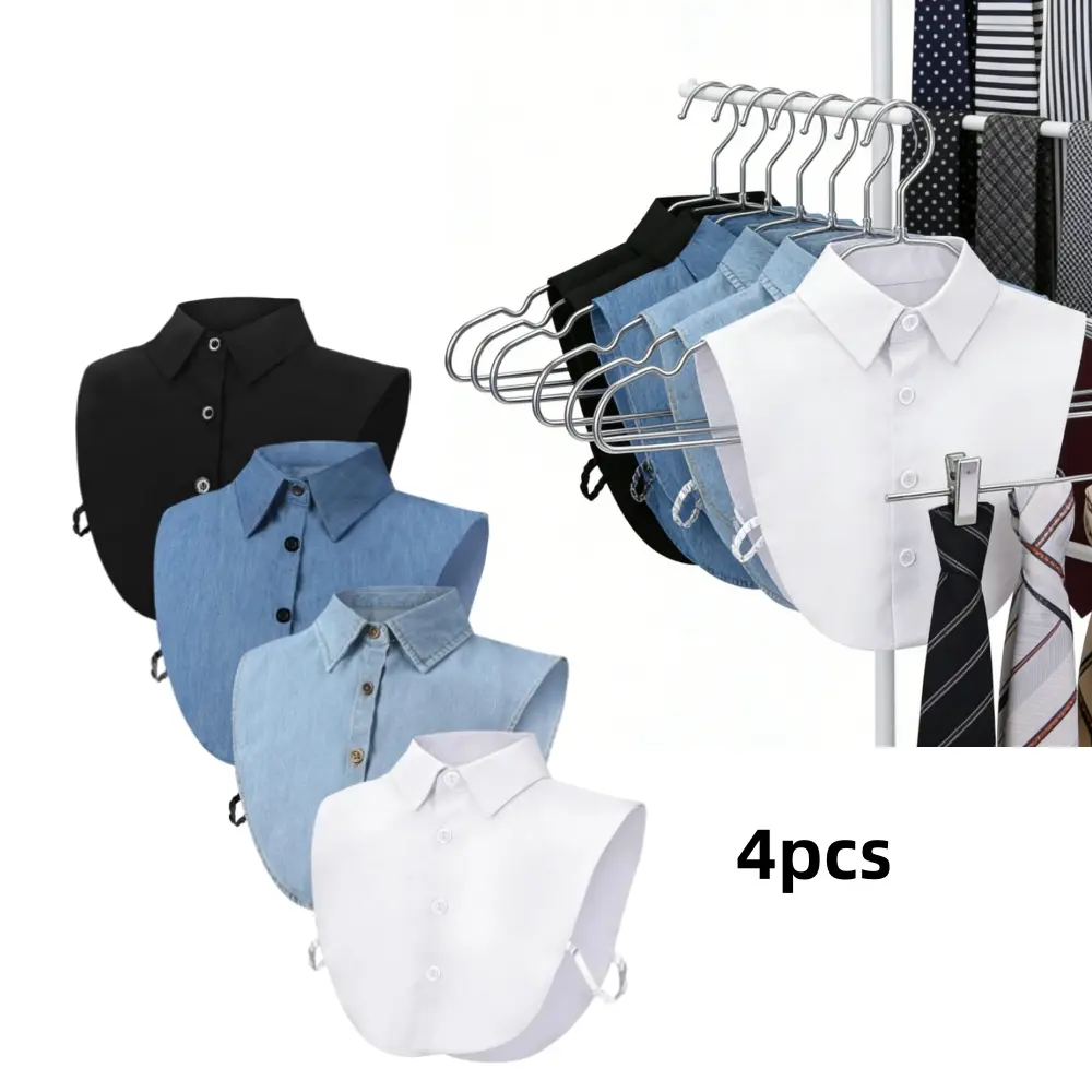 4Pcs Dickey Collar Blouse for Women, Breathable Detachable Faux False Half Shirt Blouse Collar Top, for Jacket Sweater Dress Uniform