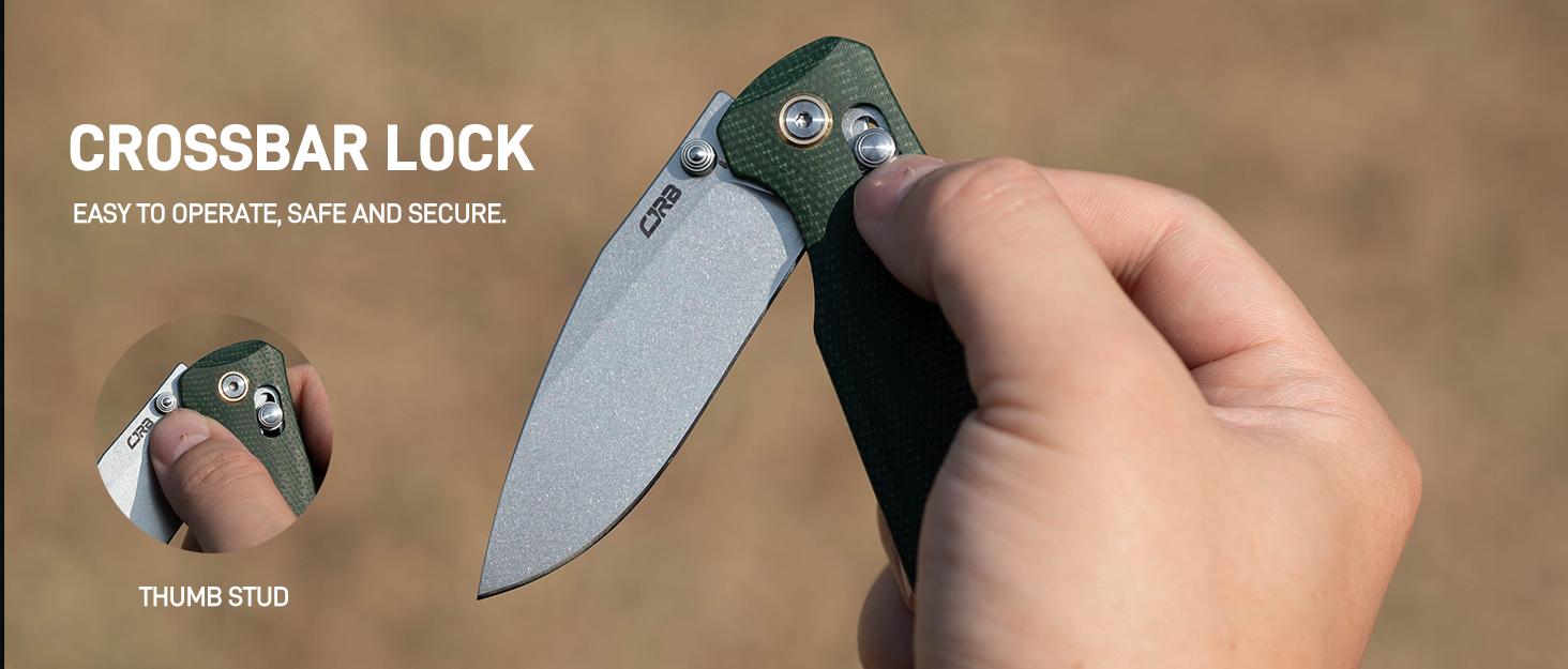 CJRB Maximal Pocket Hunting Knife for Man, 2.95" AR-RPM9 Steel Blade Green Micarta Handle, Outdoor Emergency Survival Gear,Tactical Tool