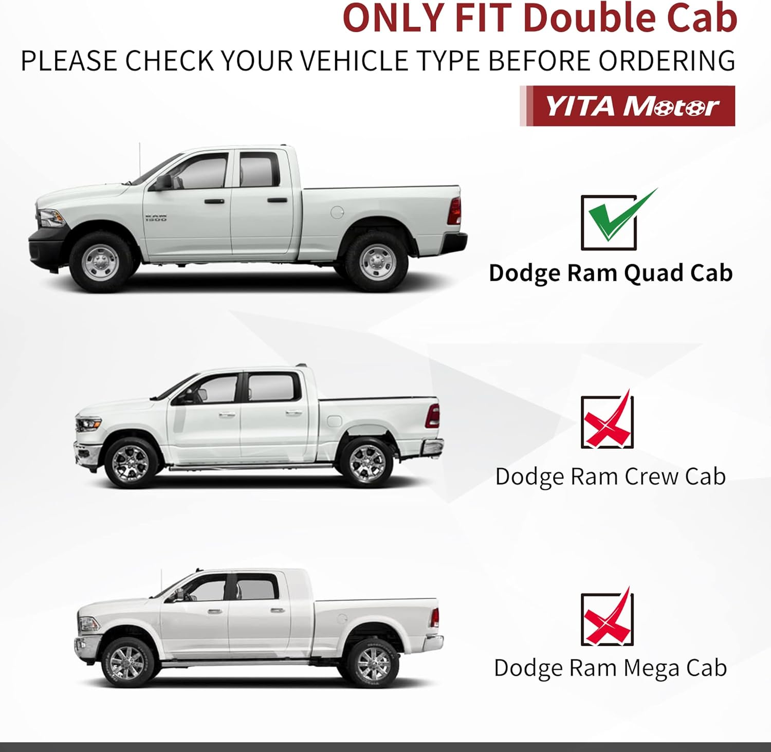 YITAMOTOR Drop Side Steps Compatible with 2009-2018 Dodge RAM 1500, 2019-2024 Ram 1500 Classic Quad Cab, Off-Road Running Boards, Black Powder Coated Nerf Bars