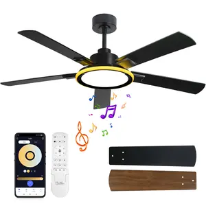BAYSQUIRREL 52" Ceiling Fan with Lights, RGB Bluetooth Speaker, 6-Speed Reversible Motor, Full-Spectrum Lighting, Edge Ambient Lights, Smart Lighting Solutions,Feb Faves,Excellent Gifts for Valentine's Day