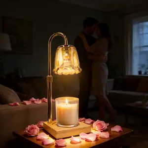 Couple Gifts for Bedroom - Romantic Ambiance Candle Warmer Lamp with Adjustable Height, 2-10H Timer & Dimmer, Safe Flameless Wax Melter for Date Night, Anniversary