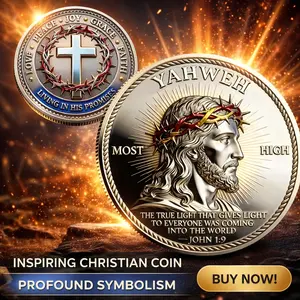 Christian Challenge Coin 1.57 inches with plastic protective case and hand tied gift box. Iron Collectors Coin Regalo with Scripture