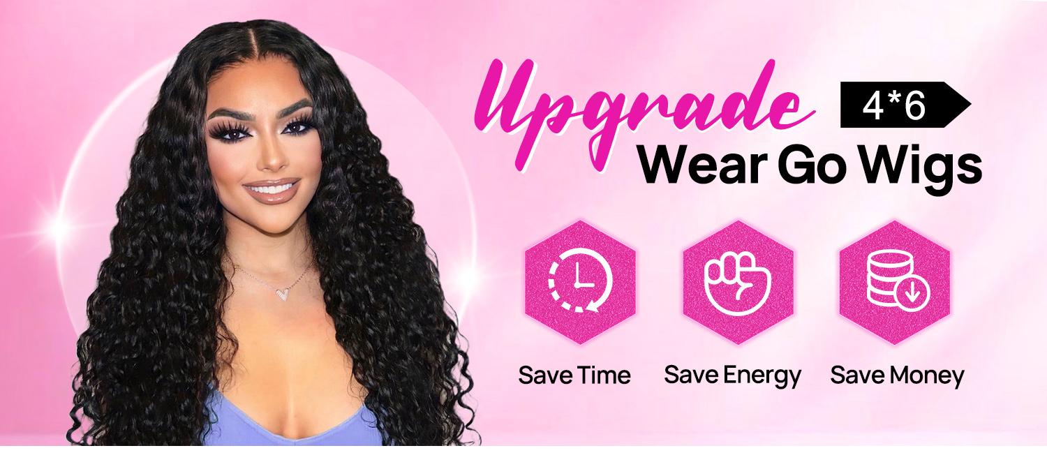 Vshow Highlight 4x6 HD Lace Wear Go Glueless Human Hair Wigs for Women 16-24 Inches Pre Cut Lace Closure Wigs For Women