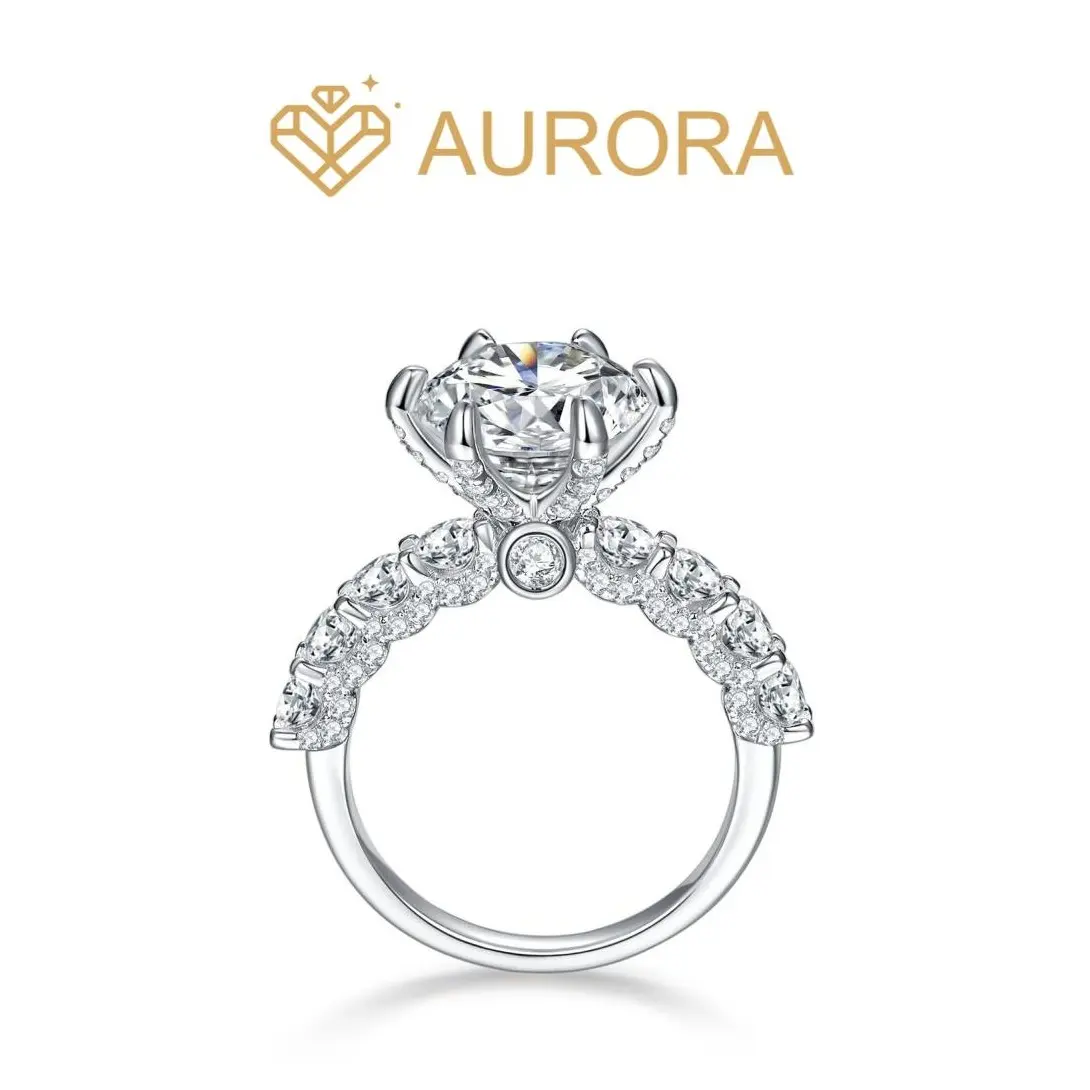 #144 Amor Plum Blossom 925 Sterling Silver Full Moissanite Ring, Moissanite Wedding Band for Anniversary Wedding Engagement Jewelry