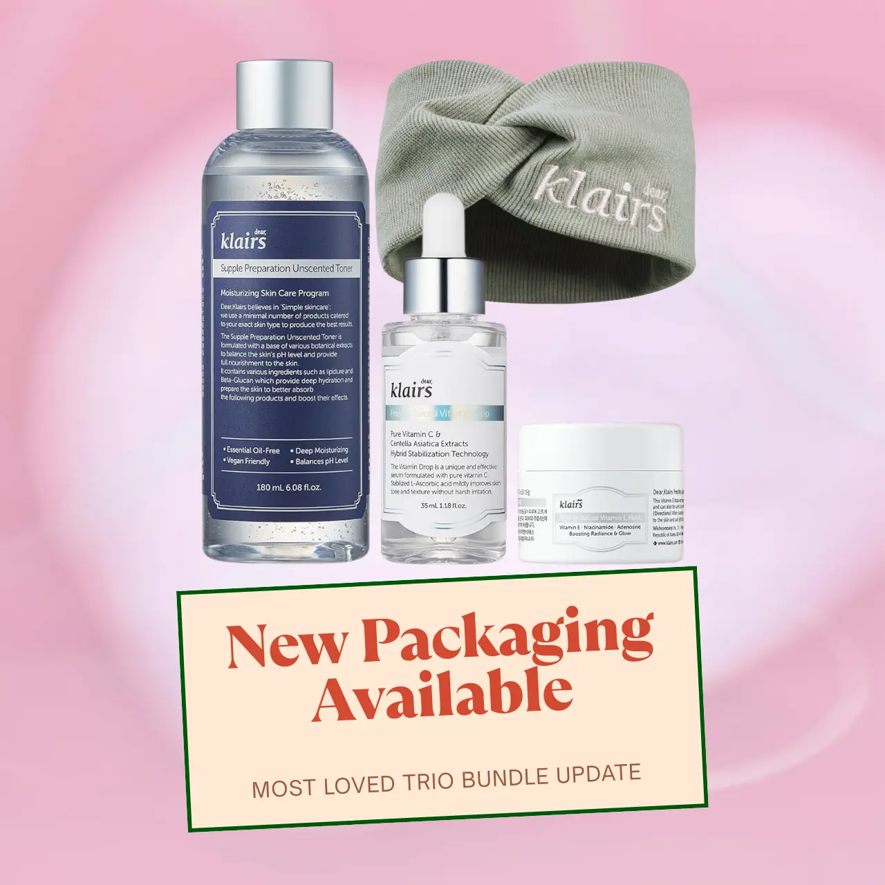 [Dear Klairs Official] Most Loved Trio, Sensitive Skin Hydrating Skincare |  Unscented Toner, Vitamin Serum & E Mask | Korean Glass Skin Routine | Gift Radiant, Revitalizing, 24-Hour Moisture Flawless Giftsets Cosmetics Ultimate Glow Kit
