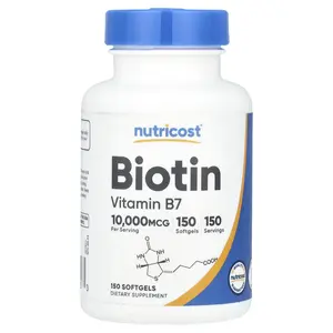 Nutricost Biotin, Vitamin B7, 10,000 mcg, 150 Softgels Nutricost Biotin, Vitamin B7, 10,000 mcg, 150 Softgels