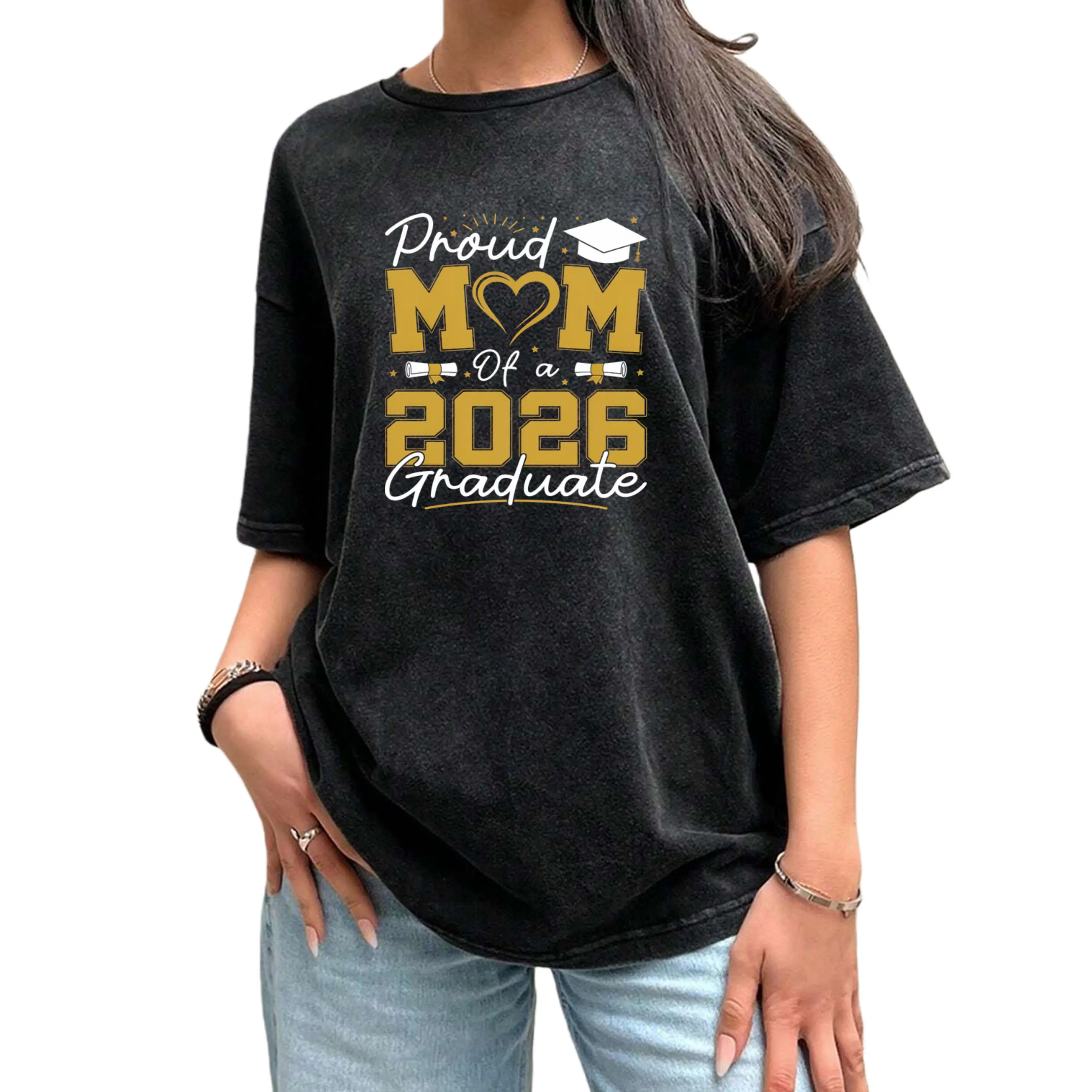 100%cotton Proud Mom of A 2026 Graduate Senior 2026 Grad T-Shirt