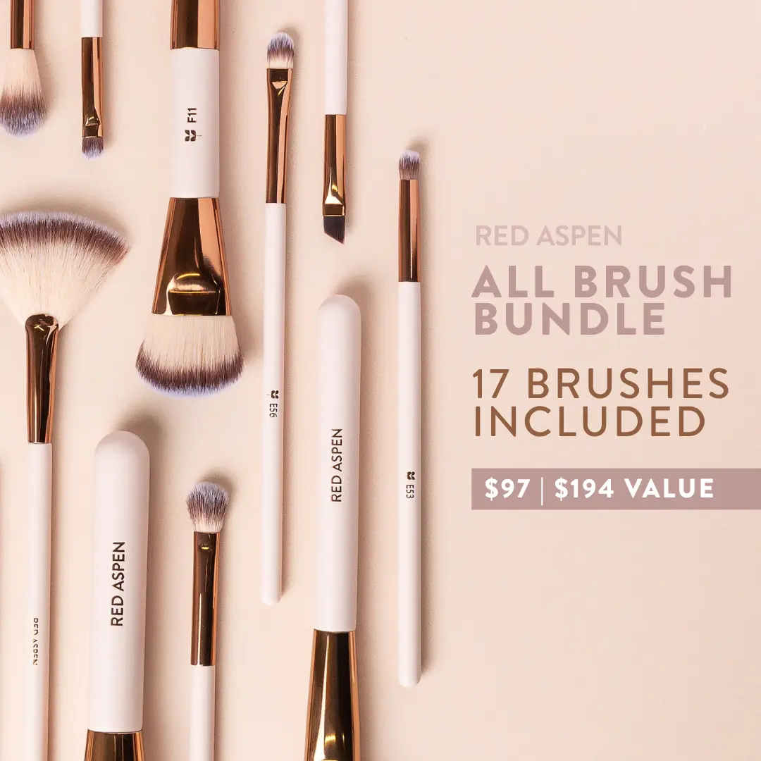 Red Aspen All Brush Deluxe Bundle Complete 17-Piece Professional Makeup Brush Set | Ultimate Face & Eye Collection