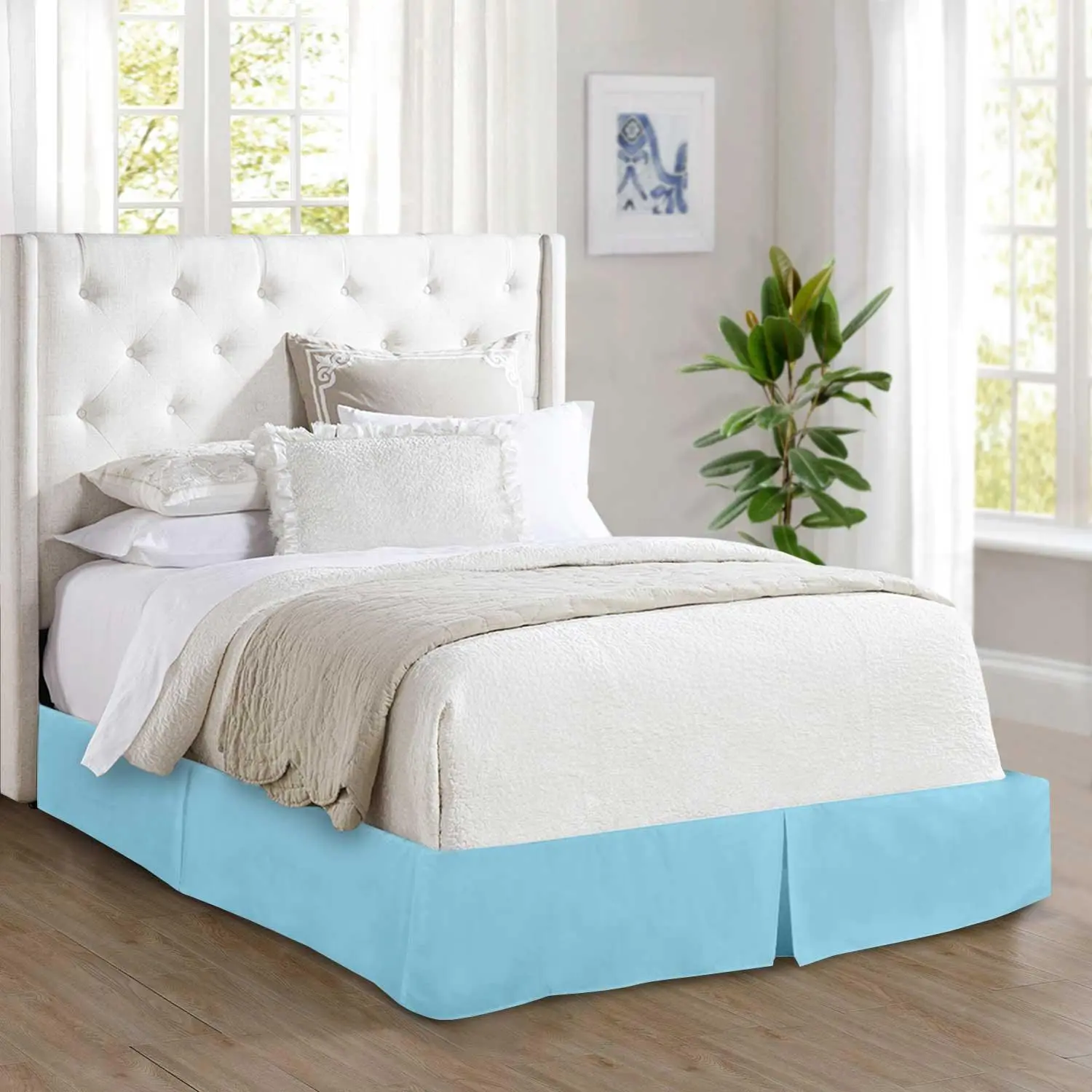 Elegant Comfort Solid Pleated Bed Skirt – 14-Inch Drop Minimalist Tailored Clean Bedroom Style