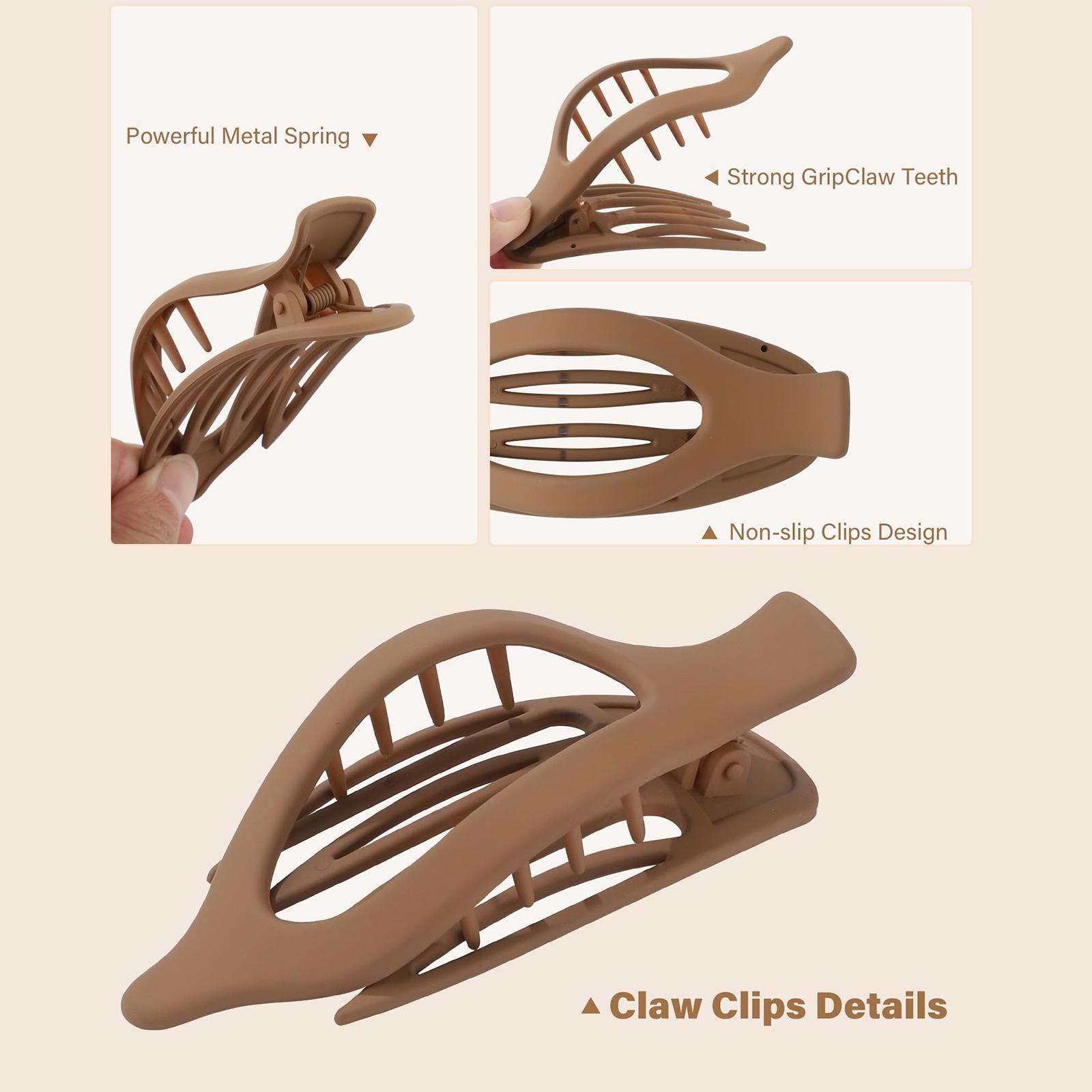 French Flat Hair Clips for Women - 6-piece suit Flat Claws for Thin Thick Hair Strong Hold No Slip Grip Hair Claw Clips Hairpins for Women Girls