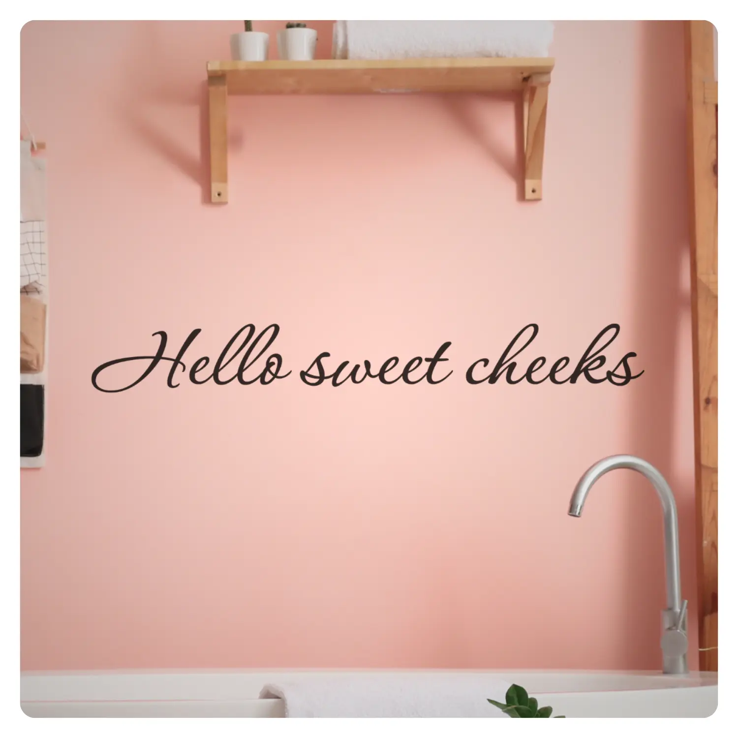 Decorative Multi-Size Contemporary "Hello Sweet Cheeks" Quote Wall Decal - Easy-Remove Vinyl Sticker, Baby-Focused Home Decor Gift for New Parents' Bedroom, Living Room