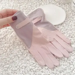 Women's UPF 50+ Sun Protection Cooling Ice Silk Gloves for Running Hiking Pickleball Anti-Slip UV Gloves One Size