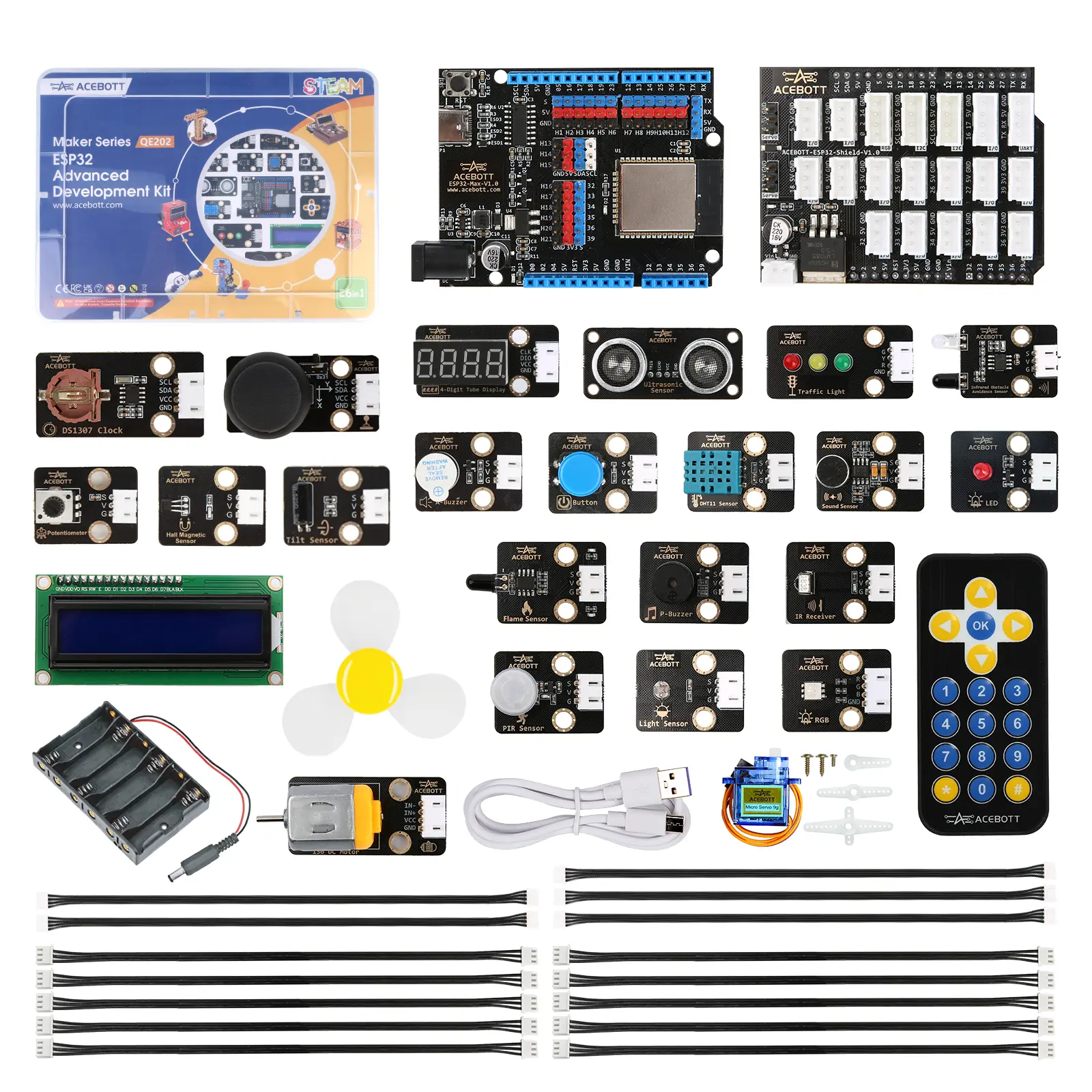 26 in 1 Sensor Modules Kit ESP32 Electronics Starter Kit Compatible with Arduino IDE/Scratch/Python | Online Tutorial/Development Board, WiFi & Bluetooth IoT ESP32 Microcontroller, Beginners Engineers Visit the ACEBOTT Store