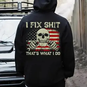 I Fix Shit That’s What I Do Mechanic Hoodie Sweatshirt T-shirt – Patriotic Skull Wrench Graphic T-Shirt Hoodie Sweatshirt for Men