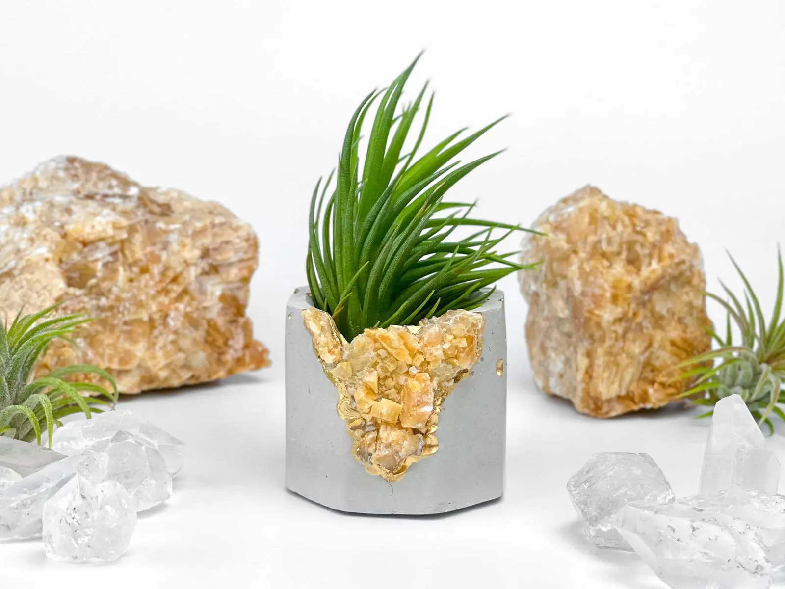 Raw Orange Calcite Crystal Planter Geode Planter Mini cute