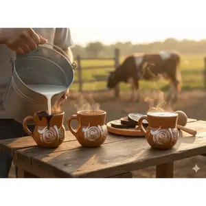 6 Clay Pajarete Mugs – Mexican Handcrafted Artisan Pottery