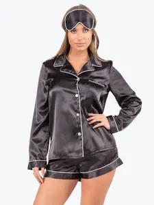 Plus Size Ophelia Satin Piped PJ Set