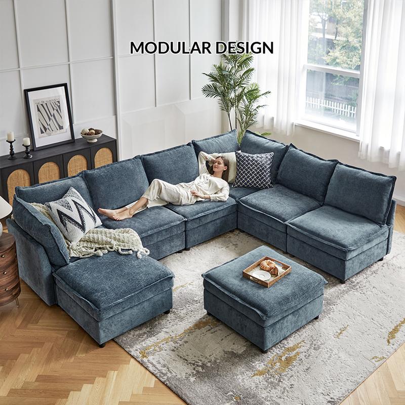 [Multipule Packages] Hulala Victoria Oversized Soft Sectional Sofa with Storage(Optional Seat), 1.5x Extra-wide Seat, Soft Cushion, Concealed Compartments, Modular Design, Easy Assembly Folding Storage, Ottoman Bench sofa, Couch, Lounge