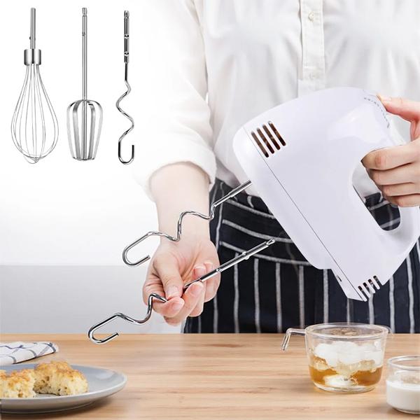 Electric Hand Mixer Mixing Bowls Set, Upgrade 5-Speeds Mixers with Silver Nesting Stainless Steel Mixing Bowl, Measuring Cups and Spoons Whisk Blender - Baking Supplies for Cooking cream