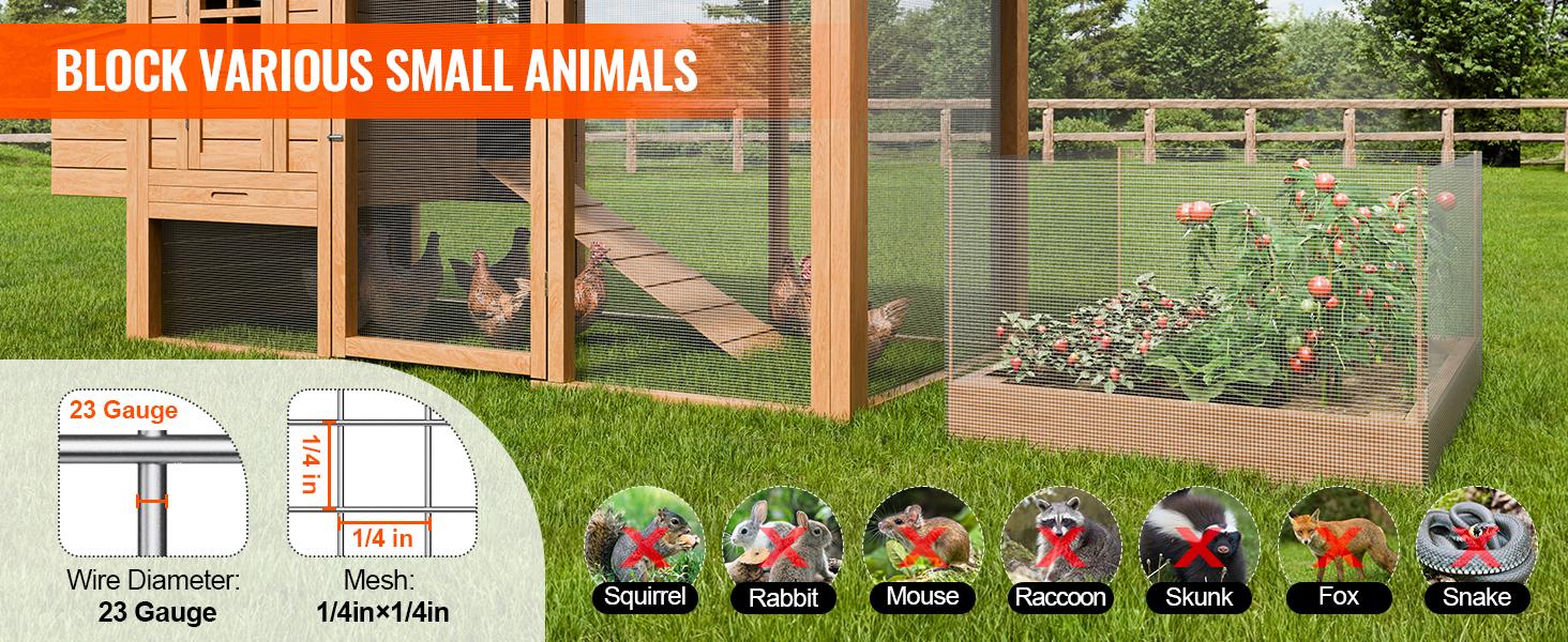 VEVOR Hardware Cloth, 1/4 inch 48in x 50 ft 23 Gauge, Hot Dipped Galvanized Wire Mesh Roll, Chicken Wire Fencing, Wire Mesh for Rabbit Cages, Garden, Small Rodents