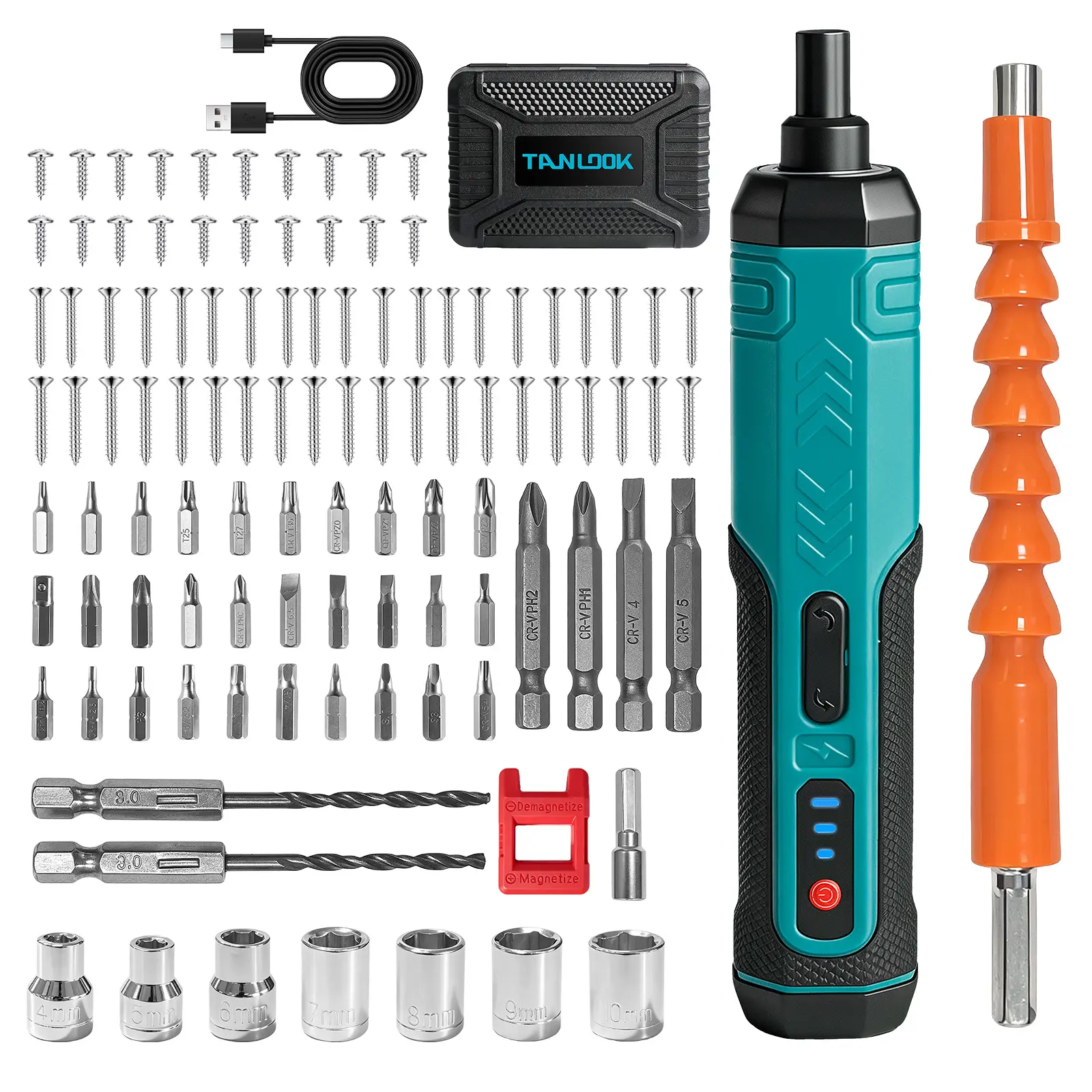 TANLOOK Cordless Rechargeable Electric Screwdriver Kit, Portable Handheld Power Screwdriver with Bits for Home DIY, Furniture Assembly & Small Repair Work