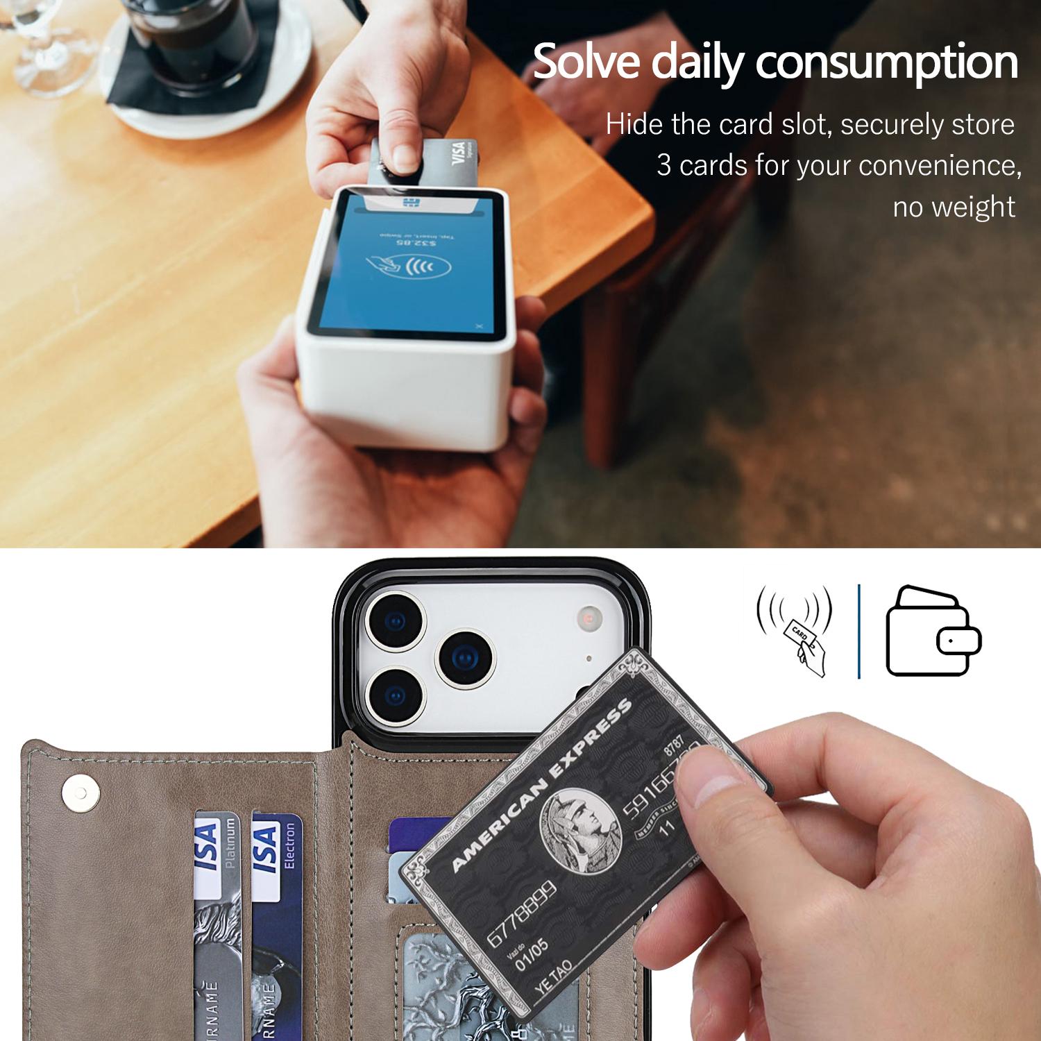 Case For iPhone 17 16 15 14 13 12 11 Pro Max Case Wallet with Card Holder, Embossed Butterfly Premium PU Leather Double Magnetic Buttons Flip Shockproof Protective Case Cover