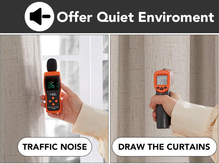 Deconovo Linen 100% Blackout Curtains  2 Panels, Thermal Insulated Living Room Curtains, Room Darkening Window Curtains Drapes for Bedroom Windows