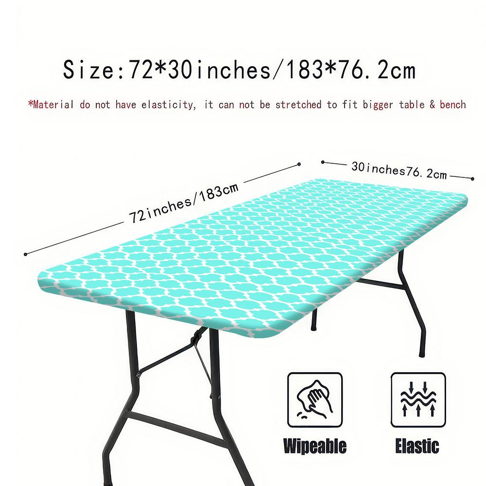 VBXNT 2PCS Stretch Fabric Table Top Cap Cover, Multiple Pattern Designs, fit Folding Table 6 ft (30 x 72 inch), Table Covers Washable Elastic Universal Rectangle Tablecloth Protector for Indoor Outdoor Party, Picnic, Event, Wedding, Banquet