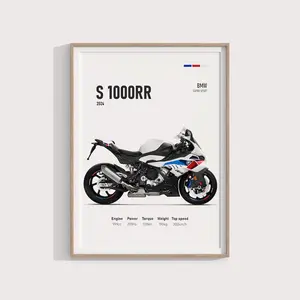 BMW S 1000 RR 2024 Poster Art | Premium Motorcycle Wall Decor |  Sport Bike Gift Idea | BMW Bike Poster