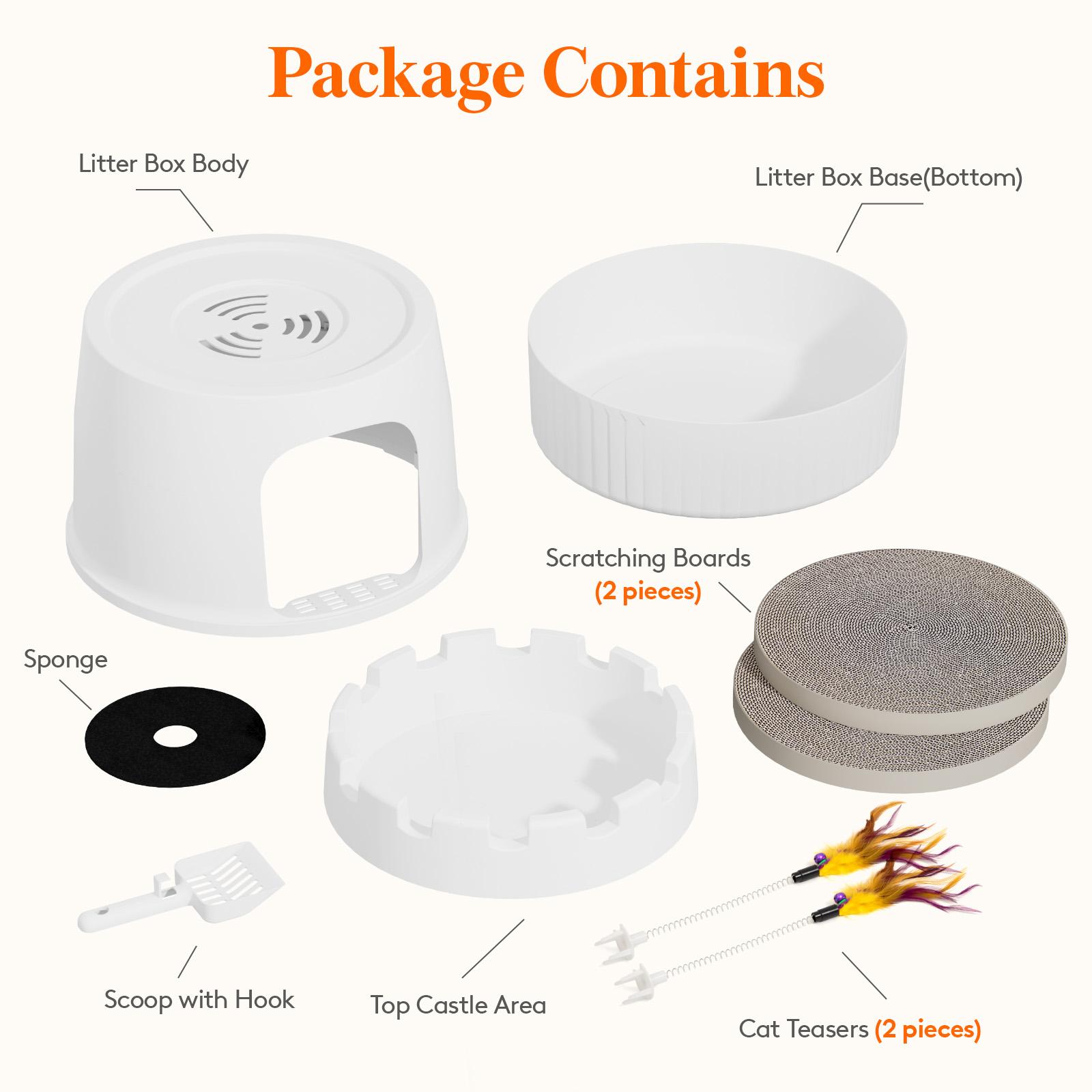 Lifewit Cat Litter Box with Faux Plant or Castle Design, Hidden Enclosure Tray with Scoop, Odor Control & Carbon Filter, Covered Cat Toilet for Living Room, Bedroom, Corner