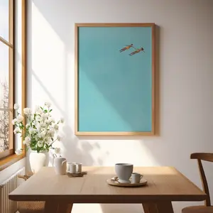 [UNFRAMED POSTER] Man and Woman Floating in Pool | Couple Swimming Wall Art | Summer Swim Poster | Pool House Art | Beach House Decor