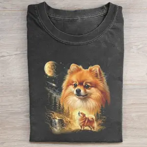 Comfort Colors Pomeranian Howling to The Moon T-shirt, Vintage 90s Dog Graphic Tee, Animal Lover Gift, Unisex Fit Design, Gift for Men and Women