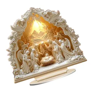 Sacred White Nativity Ornament – Shatterproof Acrylic Craft for Spiritual Decorations