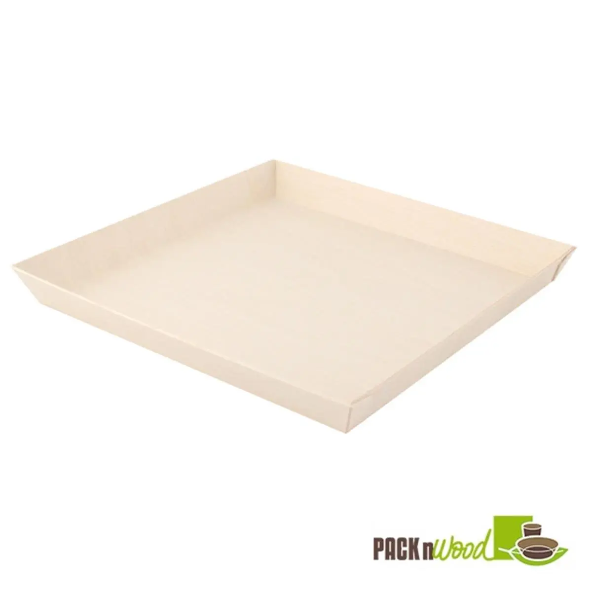 PackNWood Eco-Friendly Disposable Plates - 42oz, 9x9 in Natural Wood Rustic Light-Natural Samurai Square Plates, 100 Pcs for Home & Wedding Festive Party Supplies
