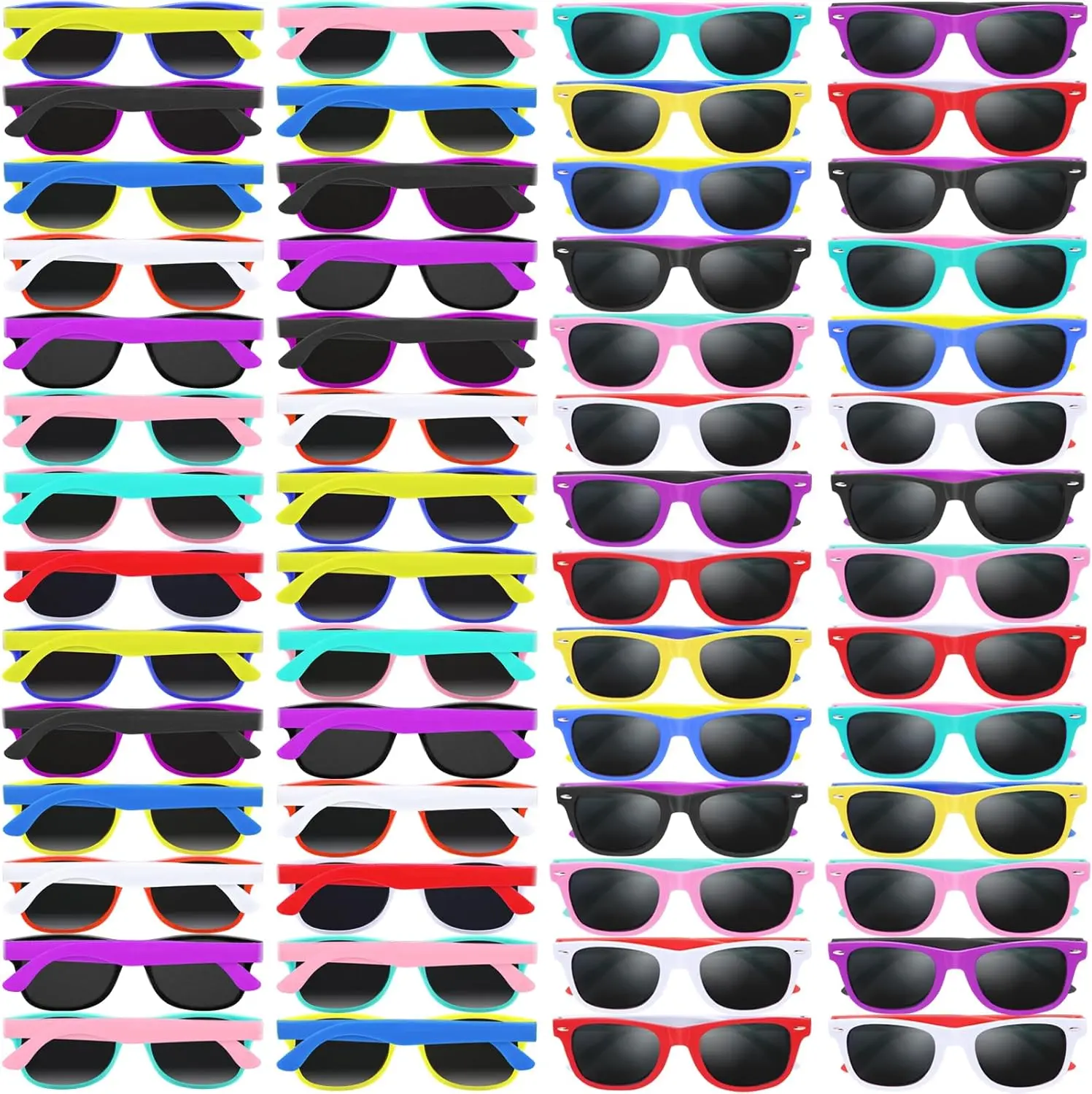 64 Pack Kids Sunglasses Party Favors, Kid's Neon Sunglasses Bulk, Childrens Sunglasses Boys Girls Eyewear Pack for Goody Bag Fillers Summer Beach Pool Birthday Party Supplies