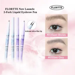 FLORTTE【NEW】2-Fork Liquid Eyebrow Pen | ultra-fine tip Waterproof Long Lasting Natural Brow Definer Eyebrow Pencil