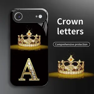 Suitable for  [iPhone 17 Air]New high-end crown letter glass mobile phone case new business simple explosion-proof mobile phone case affordable anti-fall anti-fingerprint 995