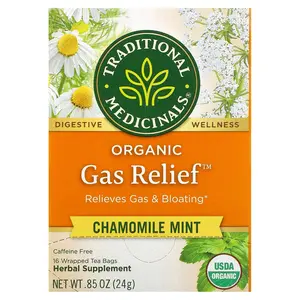 Traditional Medicinals Organic Gas Relief™, Chamomile Mint, Caffeine Free, 16 Wrapped Tea Bags, 0.85 oz (24 g)