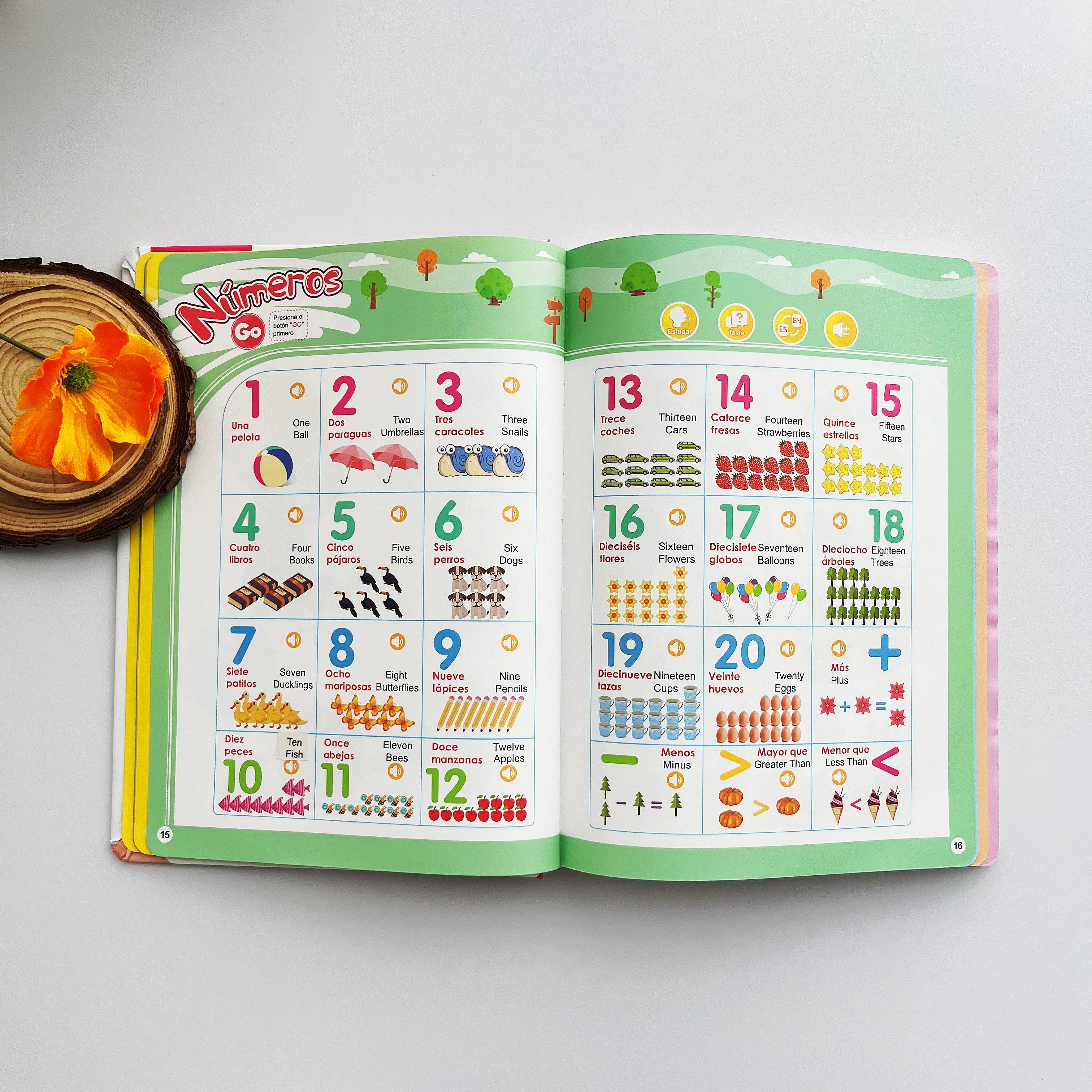 Spanish Interactive Educational Toy for Kids 1–6, Bilingual Sound Book for Early Language Learning, Interactive Educational Toy with 300+ Words & 13 Themes, Perfect Gift Idea for Toddlers