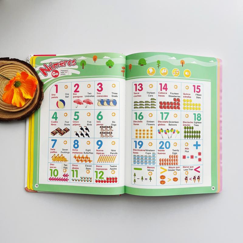 Spanish Interactive Educational Toy for Kids 1–6, Bilingual Sound Book for Early Language Learning, Interactive Educational Toy with 300+ Words & 13 Themes, Perfect Gift Idea for Toddlers